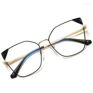 Sonnenbrille Frauen Anti Blau Licht Brillen Rahmen Designer Weibliche Mode Brillen Optische Cat Eye Legierung Flache Spiegel Gläser