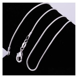 Smycken andra tillbehör 1mm 16-24 tum 925 Sterling Sier Snake Chain Halsband Fashion Halsband Drop Delivery Party Events Dh12x