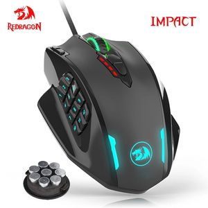 Möss REDRAGON M908 Impact USB Wired RGB Gaming Mouse 12400 DPI 17 Knappar Programmerbara spel Optiska möss för dator PC Laptop 230808