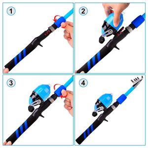 Rod Reel Combo Multiuse Children Fishing Pole Set Mini Telescopic Lure Tackle Kit With Storage Bag 230809