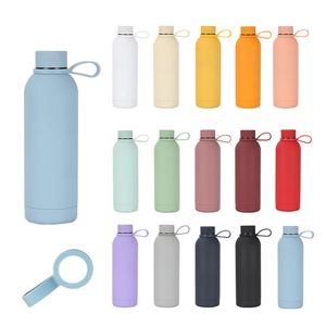 500mlステンレス鋼水ボトルリークプルーフメタルスポーツフラスコ耐久性のあるカラフルなスポーツボトル複数の色利用可能な旅行マグ15colorsカスタマイズ可能