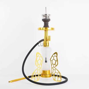 New Butterfly Shape Hookah Aluminum Alloy Arabic Shisha Pipes Set Chicha Hooka Smoking Accessories Narguile Complete Luxury Gift HKD230809