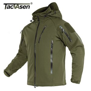 メンズジャケットTacvasen Windproof Winter Fleece Lining Hooded Jacket Waterproof SoftShell Coat Hiking Work Tactical Outwear 230808