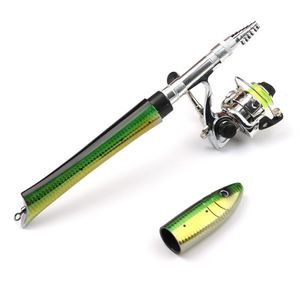 Rod Reel Combo Pen Fishing Pole 55 1 Pouce Mini Pocket Travel Set Telescopique Spinning Kit 230809