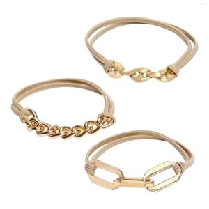 Charm Bracelets 3pcs Women Headwear Bracelet Hair Tie Daily Dual Use Elastic Band Holder Fashion Gift Party For Thin Thick Smooth