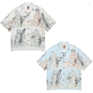 Men's Casual Shirts WACKO MARIA Hawaiian Short Sleeve Oversized White