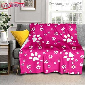 Blankets Swaddling Puppy paws and bones throw blankets children's super soft cartoon Cavai flannel blankets travel bedding sofa blankets gifts Z230809