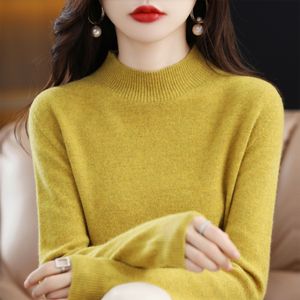 Kadınlar Sweaters 100 Merino Yün Kaşmir Kazak Kadın Örgülü Blubtleneck Uzun Kollu Küleyler Sonbahar Kış Giyim Sıcak Jumper Üstleri 230809