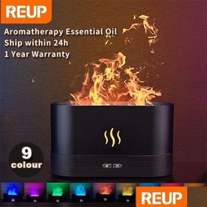 Essential Oils Diffusers Reup Flame Aroma Diffuser Air Humidifier Trasonic Cool Mist Maker Fogger Led Oil Jellyfish Difusor Fragranc Dhrdn