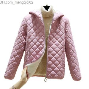 Women's Leather Faux Leather Fashion Women's Cotton Coat New 2023 Winter Jacket Short Hooded Sheepskin Thick Warm Jacket Zipper Pink Parks Women's Wear Z230809