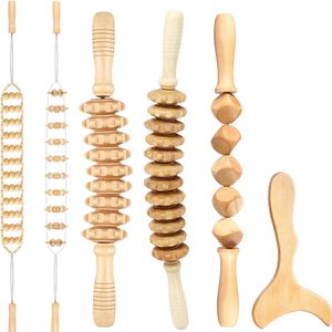 Back Massager Wood Therapy Massage Tools Manual GUA SHA Accessories Anti Cellulite Roller Tool Wood Cube for Body Release 230809