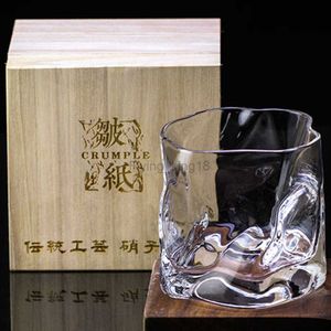 Xinchen Edo Cut Cup Japanese Whisky Glass Wine Cocktail Glasses Crumple Paper Bar Rock Cup With Tood Box HKD230809