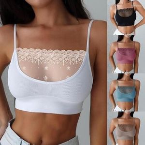 الدبابات النسائية الدانتيل المرقعة Camisole 2023 مثير الصيف قمم تي شيرت خزان أعلى الخزان متبكى أنبوب التفاف القصيرة النحيف كاميس