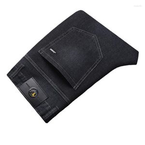 Мужские джинсы 2023 Мужской бизнес -стиль Slim Fit Straints Fashion Classic Blue Black Male Elastic Casual Denim Bloys плюс размер 40