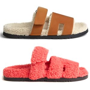 Designer Sandália Chinelos Clássico Sandálias Fofas Pele De Inverno Plana Slipper Mulheres Homens Branco Preto Teddy Bear Lã Sapato Flip Flops Fuzzy Slides Lady