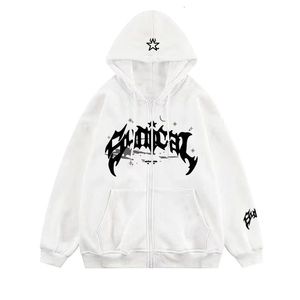 Män s byxor y2k blixtlås hoodie hip hop brev tryck överdimensionerad huva tröja män kvinnor 2023 harajuku punk jacka kappa toppar streetwear 230808