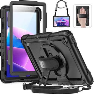 Para Lenovo Tab M10 3ª TB328FU M10 HD 2ª geração TB-X306F 10.1 capa de suporte com protetor de tela + alça de ombro caso à prova de choque HKD230809