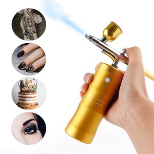 Airbrush Dövme Malzemeleri 0.4mm Mini Hava Kompresör Kiti Hava Dövme Boya Püskürtme Tabancası Tırnak Sanatı Dövme Zanaat Kek Nano Sis Mist Spreyer Cilt Bakımı 230808