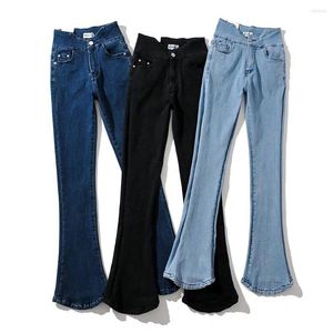 Frauen Jeans 2023 Herbst Hohe Taille Ausgestellte Frauen Schlank Stretch Vintage Hufeisen Hosen Casual Streetwear Breite Bein Denim Hosen kleidung