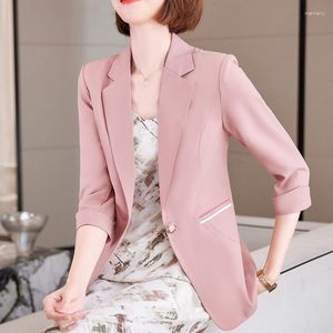 Damenanzüge Übergroße 4XL Freizeit Frauen Kleine Blazer Sommer Büro Dame Taschenblazer Jacken Für Einfarbige Mantel Damen