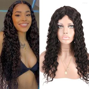 Deep Wave Frontal Wig Brazilian Curly Part Spets Front Human Hair Wigs For Women 22 Inch Stängning 180 Densitet Natural #P27 P30