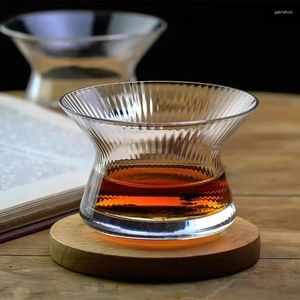 Wine Glasses 2PCS EDO Crystal Whisky Cappie Hanyu Glass Bowl Cup Rotatable Stripe Barley-bree Brandy Snifter Wood Gift Box
