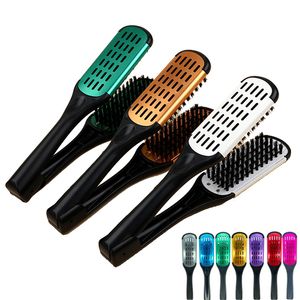 Spazzole per capelli Pro Piastra per parrucchieri Raddrizzatura in nylon Doppio pettine a forma di V Morsetto Non danneggiato Strumenti per lo styling Casa fai da te 230809