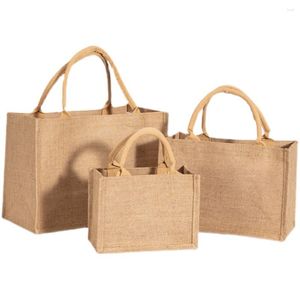 Storage Bags Vintage Women Linen Tote Shopper Purses Large Summer Beach Handbags Portable Eco Top Handle Shopping Bag Multiple Sizes Handbag