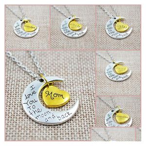 Pendant Necklaces Fashion Women Necklace Moon Heart I Love You To The And Back For Family Link Chain Party Accessories Drop Delivery J Dha8D