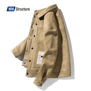 Mens Jackets Spring Faux Suede Jacket Street Lapel Tooling Style Coat Standup CollarFashion Casual Harajuku Version Vintage 230808
