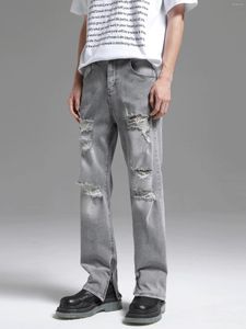 Jeans Masculino Designer Personalidade Moda Retrô Americano Rasgado Simplicidade Calças Negócios de Rua Calças Pretas