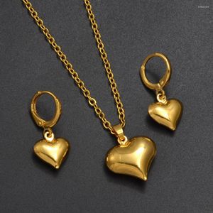 Серьги по ожерелью ставят Anniyo Romantic Seart Set Setles Ожерелья Женщины девочки Африка Эфиопские украшения невесты на Ближнем Востоке Араб Дубай #172916