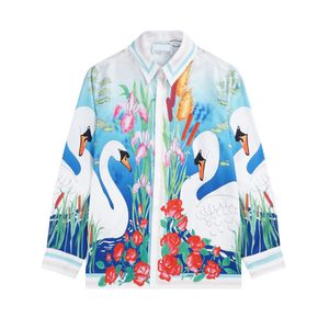 Popular Casablanc Shirt Designer Shirts Homens Mulheres Camisas Casuais Manga Longa Casa Casablanc Camisa Havaiana Imprimir Men camisa M-XXXL Casa Blanc 93