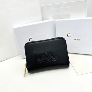 Fashion designer Leather wallets luxury short triomphe cuir Credit Card Holder purse bags Highs quality women of Zippy coin purses with Original box dust bag