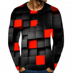 Męskie koszule 2023 Hip-hop 3D T-shirt kwadratowy bawełniany letni kreskówka drukarnia trójwymiarowy wzór na długi czas rękawowy