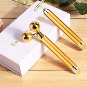 Gesichtsmassagegerät Multifunktions-Schönheitspflegegerät 24k Massagestab Roller 3D Golden Energy Bar Vibrationsmassagegerät für Schönheitswerkzeug 230808