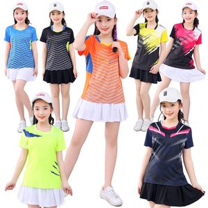 Andra sportartiklar Girls Badminton Shirt Kjol Set Kort ärm Tennis T Shirt Suit Girl Ping Pong Clothes Women Table Tenniskläder Storlek XS-3XL 230808