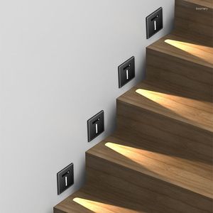 Wall Lamp Recessed Led Step Light Lamps PIR Motion Sensor Stair Case AC85-265V Floor Corridor Lighting Indoor