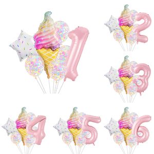 Andra evenemangsfestleveranser 7-stycken Set Donut Ice Cream Five-Pointed Star Aluminium Mold Candy Confetti Balloon Baby Shower Girl Födelsedagsfest Dekoration 230809