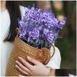 Dekorativa blommor kransar 42 cm lavendel siden konstgjord bukett 5 stora huvud falsk blomma för dekoration material manuella diy vaser hem dhla4