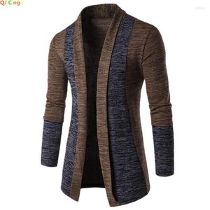 Men's Sweaters Dark Brown And Gray Spliced Sweater Cardigan Clashing Color Knit Korean Hundred M L XL XXL XXXL XXXXL