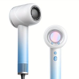 Secador de cabelo de alta velocidade, secador de cabelo iônico negativo com motor sem escova de 110.000 RPM para secagem rápida, secador de cabelo de controle térmico de alta velocidade e baixo ruído com luz RGB