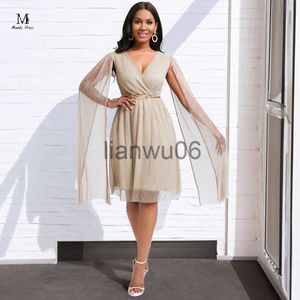 Basic Casual Dresses Chic Women Cape Dress with Belt Summer Elegant Evening Wedding Bridesmaid Prom Gown Fashion Midi Dresses for Lady 2023 J2308009