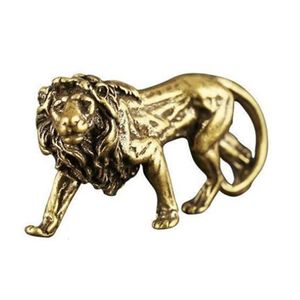 Dekorativa föremål Figurer 3D Mini Lion Casting Animal Figur Retro Style Metal Sculpture Home Office Room Desktop Decor Collection Ornaments Gift 230809