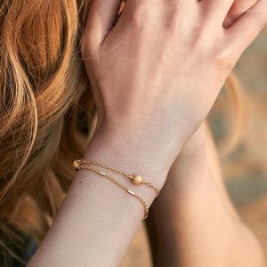 Strang CCGOOD Doppelschicht-Armband, minimalistischer, zierlicher Modeschmuck, vergoldet, 18 K, hochwertige Armbänder, Pulseras Mujer