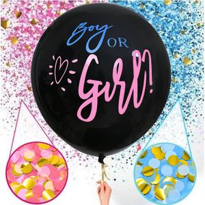 Other Event Party Supplies 1Set 36'' Giant Boy or Girl Black Latex Balloon Blue Pink Confetti Baby Shower Globos Gender Reveal Party Decoration Supplies 230809