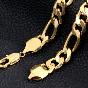 18 K Solid Gold AUTHENTIC FINISH Stamped 10mm Fine Figaro Chain Necklac