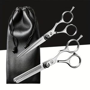 Kit de corte de cabelo profissional - tesoura de desbaste, tesoura de cabeleireiro acessórios para corte de cabelo em elegante estojo de couro PU - perfeito para mulheres e homens