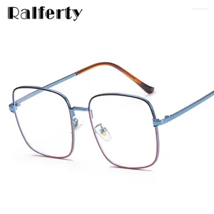 Solglasögon Ralferty Anti Blue Light Glasses Square Overdimensionerade ögonram Brand Designer Men Women 0 Diopter Optic Frames W5103