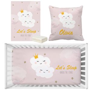 Bedding sets LVYZIHO Baby Girl Crib Let's Sleep Under The Stars Custom Name Bedding Set Baby Shower Gift Bedding Set 230809